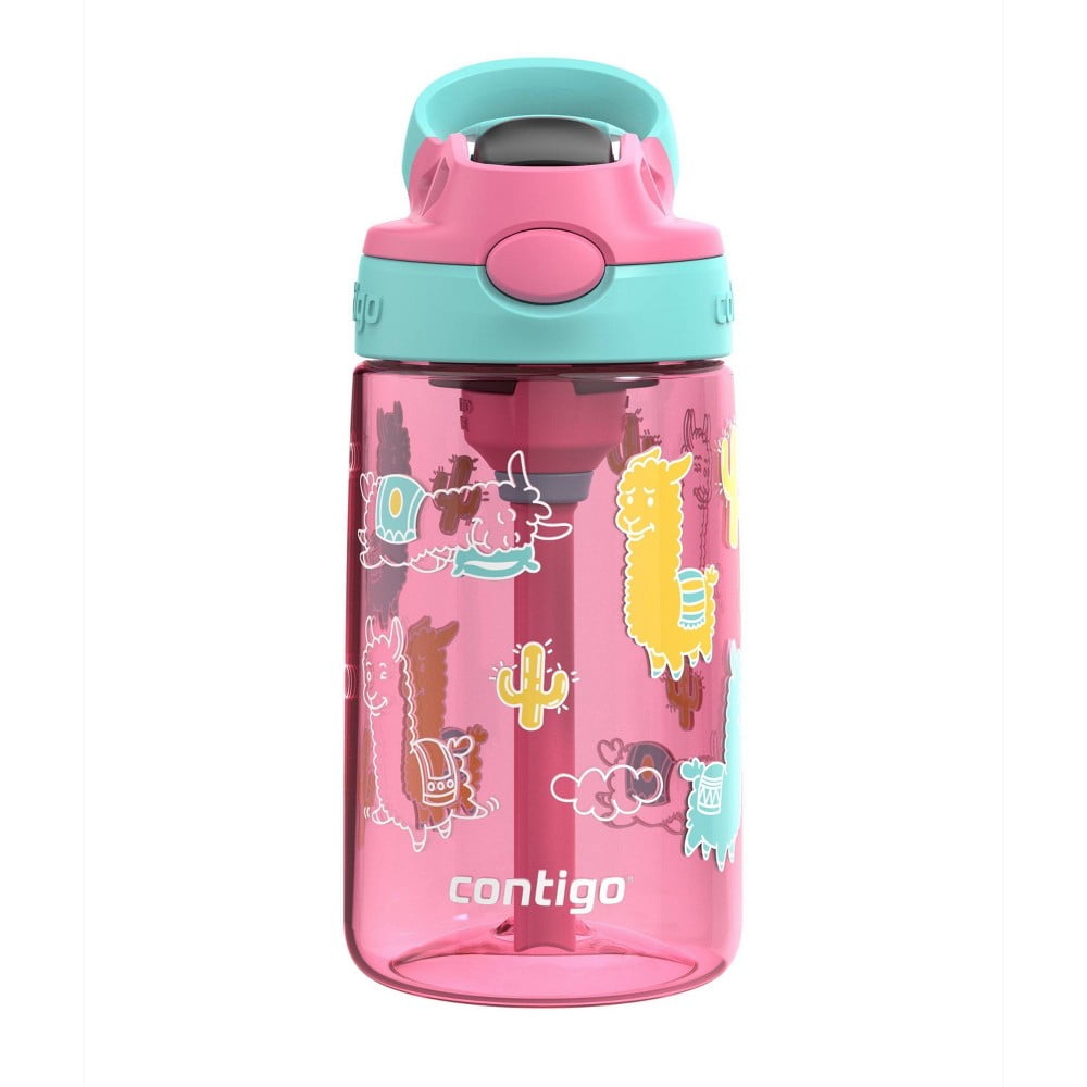 Contigo 14oz Kids' Water Bottle with Redesigned AutoSpout Straw Azalea Jade Vine with Llamas C026F