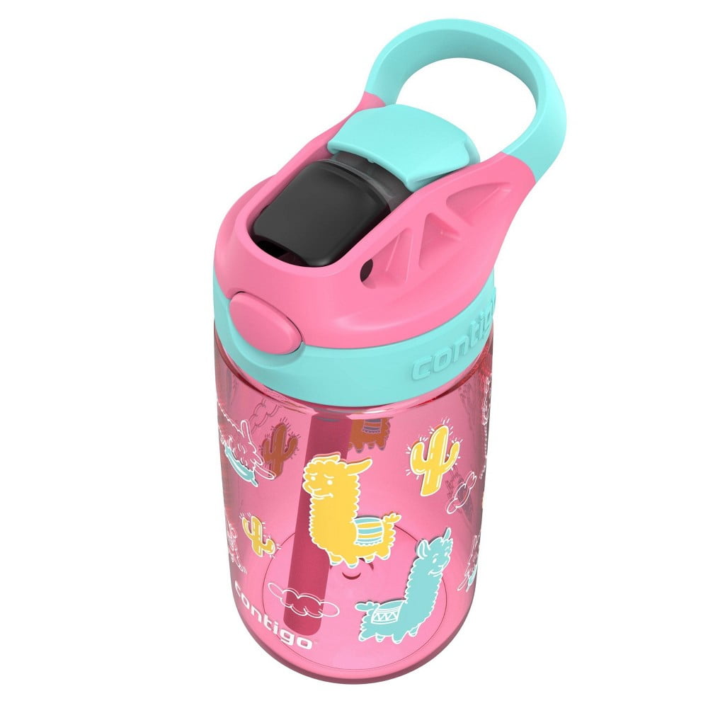 Contigo 14oz Kids' Water Bottle with Redesigned AutoSpout Straw Azalea Jade Vine with Llamas C026F
