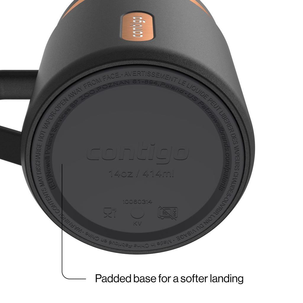 Contigo SnapSeal Leakproof Stainless Steel Reusable Travel Tumbler,Black/Bronze, 14 oz C027C