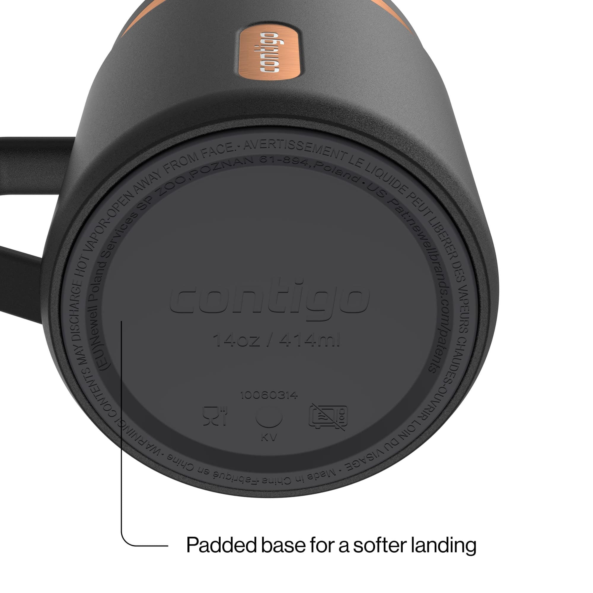 Contigo SnapSeal Leakproof Stainless Steel Reusable Travel Tumbler,Black/Bronze, 14 oz C027C