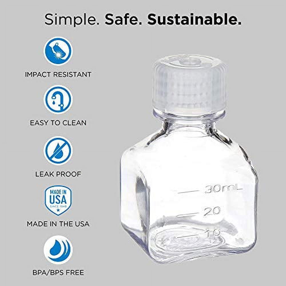 Nalgene Transparent Lexan Polycarbonate Square Storage Bottle - 8 oz. - Clear C184V