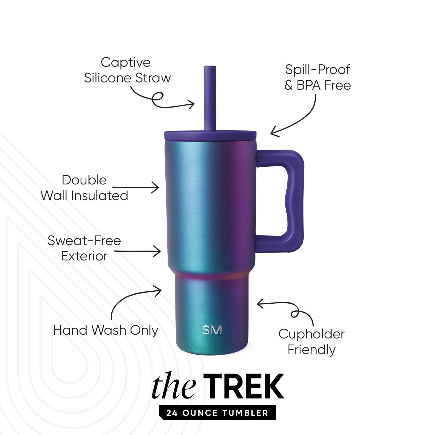 Simple Modern 24oz Trek Tumbler with handle and Silicone Straw Lid | Asteroid C411A