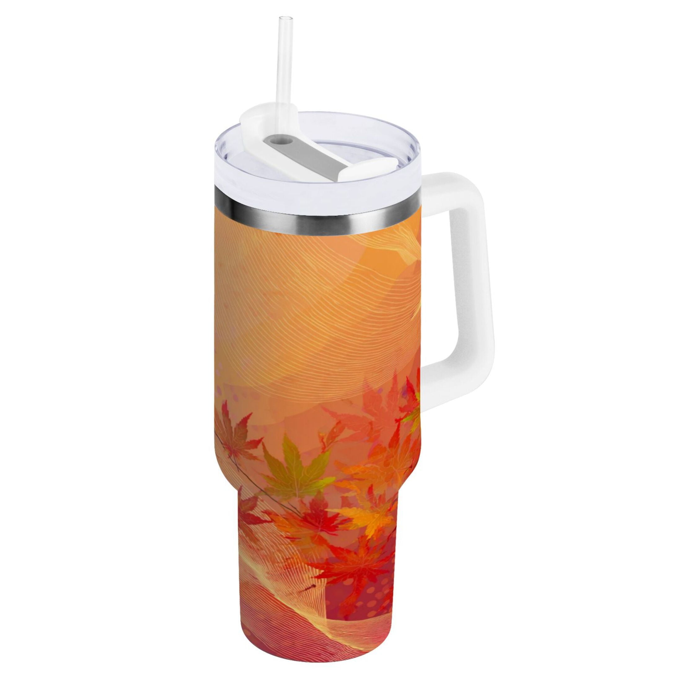 40 oz Insulated Stainless Steel Tumbler Double Wall Stainless Steel Tumbler with 2-Way Drinking Red Maple Leaves in Autumn C475P