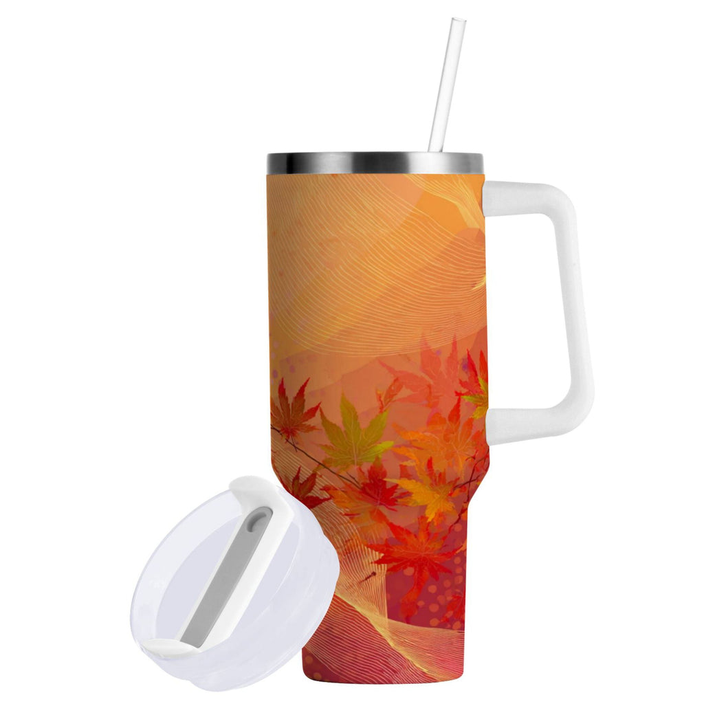 40 oz Insulated Stainless Steel Tumbler Double Wall Stainless Steel Tumbler with 2-Way Drinking Red Maple Leaves in Autumn C475P