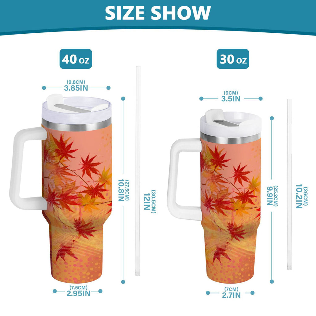 40 oz Insulated Stainless Steel Tumbler Double Wall Stainless Steel Tumbler with 2-Way Drinking Red Maple Leaves in Autumn C475P