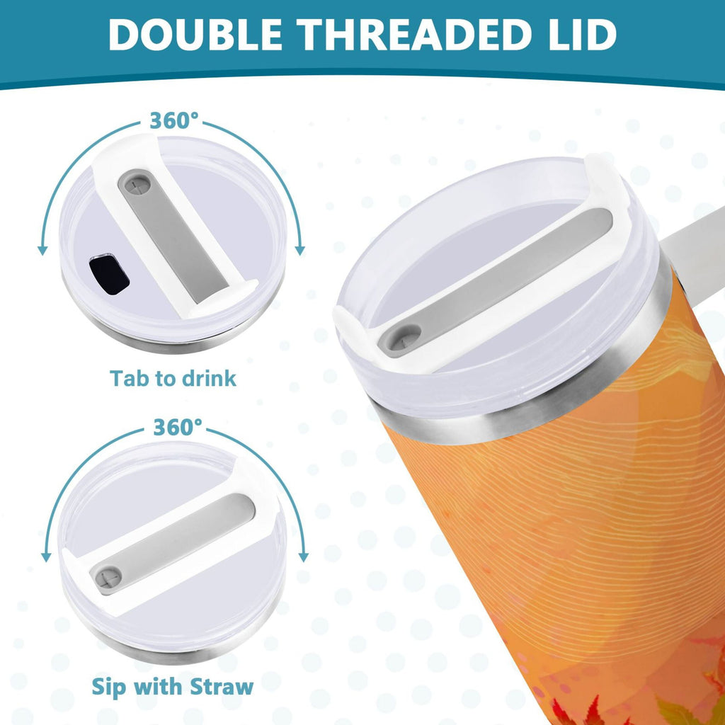 40 oz Insulated Stainless Steel Tumbler Double Wall Stainless Steel Tumbler with 2-Way Drinking Red Maple Leaves in Autumn C475P