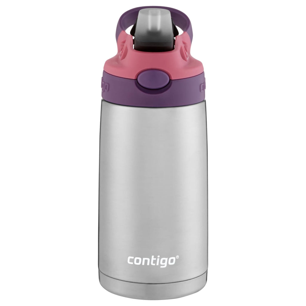 Contigo Kids Stainless Steel Water Bottle with Redesigned AUTOSPOUT Straw Lid Eggplant and Punch, 13 fl oz. C116W