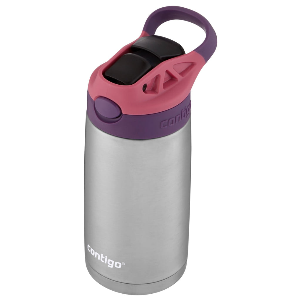 Contigo Kids Stainless Steel Water Bottle with Redesigned AUTOSPOUT Straw Lid Eggplant and Punch, 13 fl oz. C116W