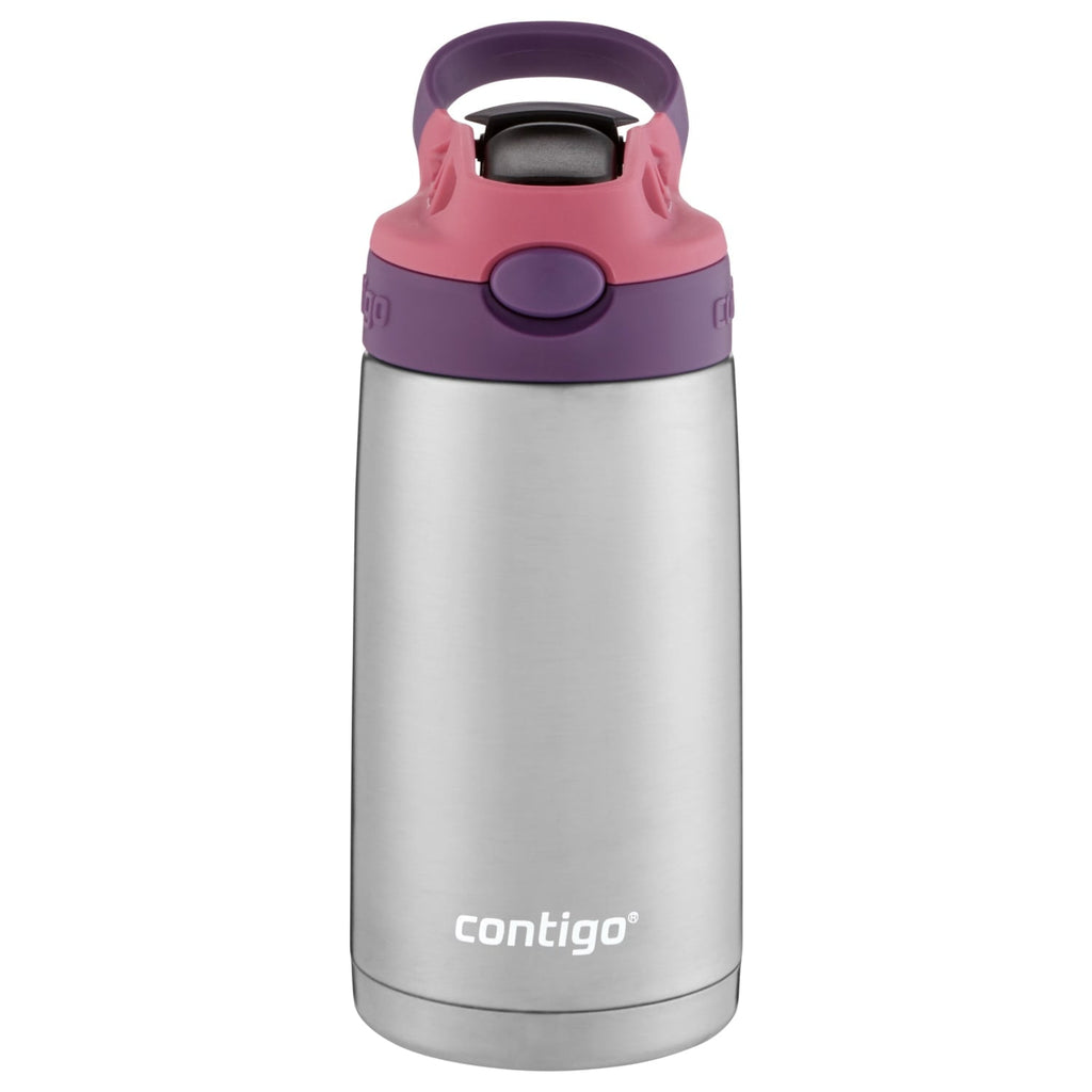 Contigo Kids Stainless Steel Water Bottle with Redesigned AUTOSPOUT Straw Lid Eggplant and Punch, 13 fl oz. C116W