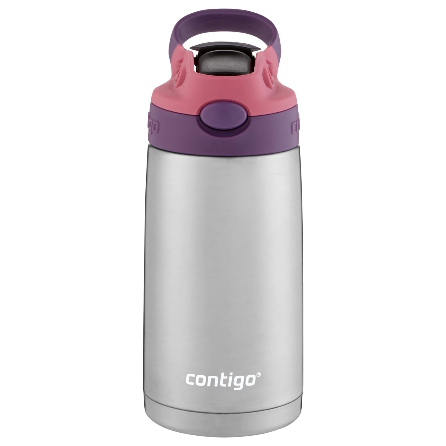 Contigo Kids Stainless Steel Water Bottle with Redesigned AUTOSPOUT Straw Lid Eggplant and Punch, 13 fl oz. C116W