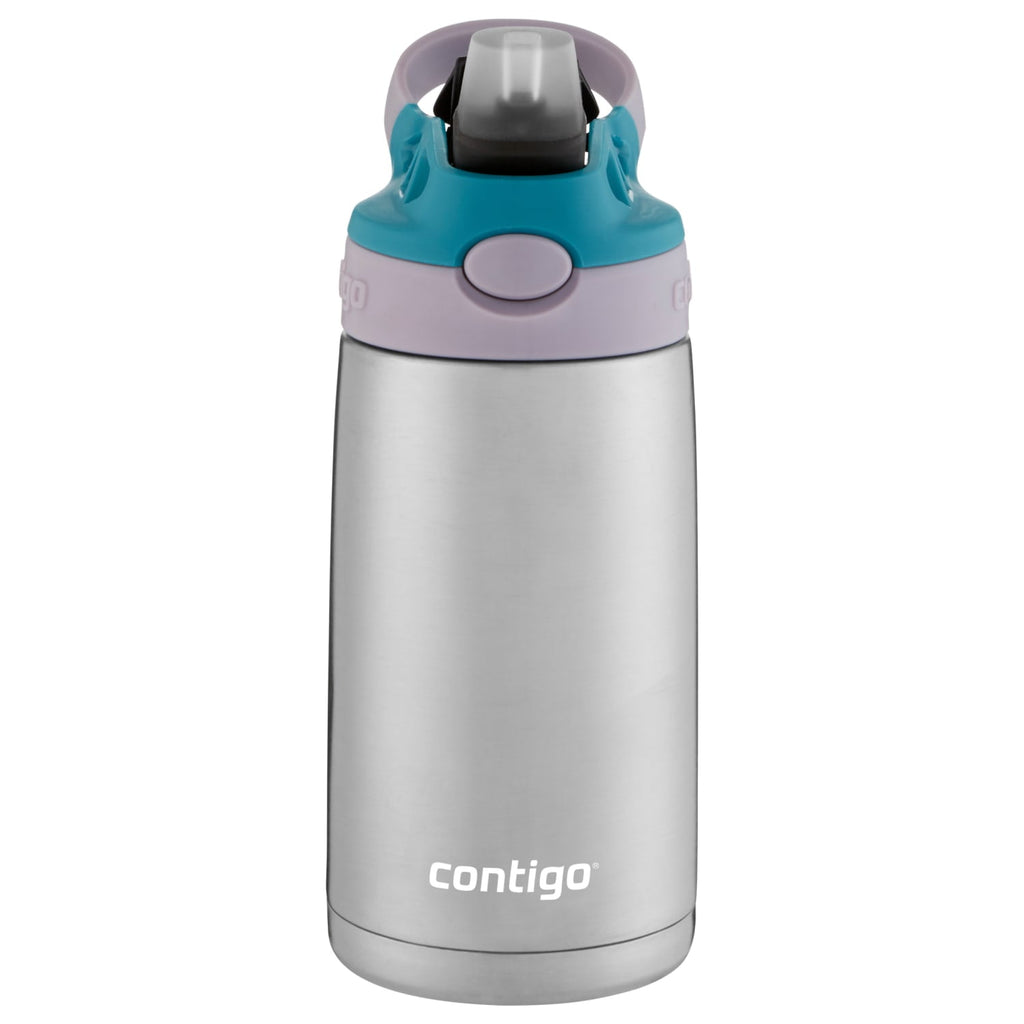 Contigo Kids Stainless Steel Water Bottle with Redesigned AUTOSPOUT Straw Lid Eggplant and Punch, 13 fl oz. C116W