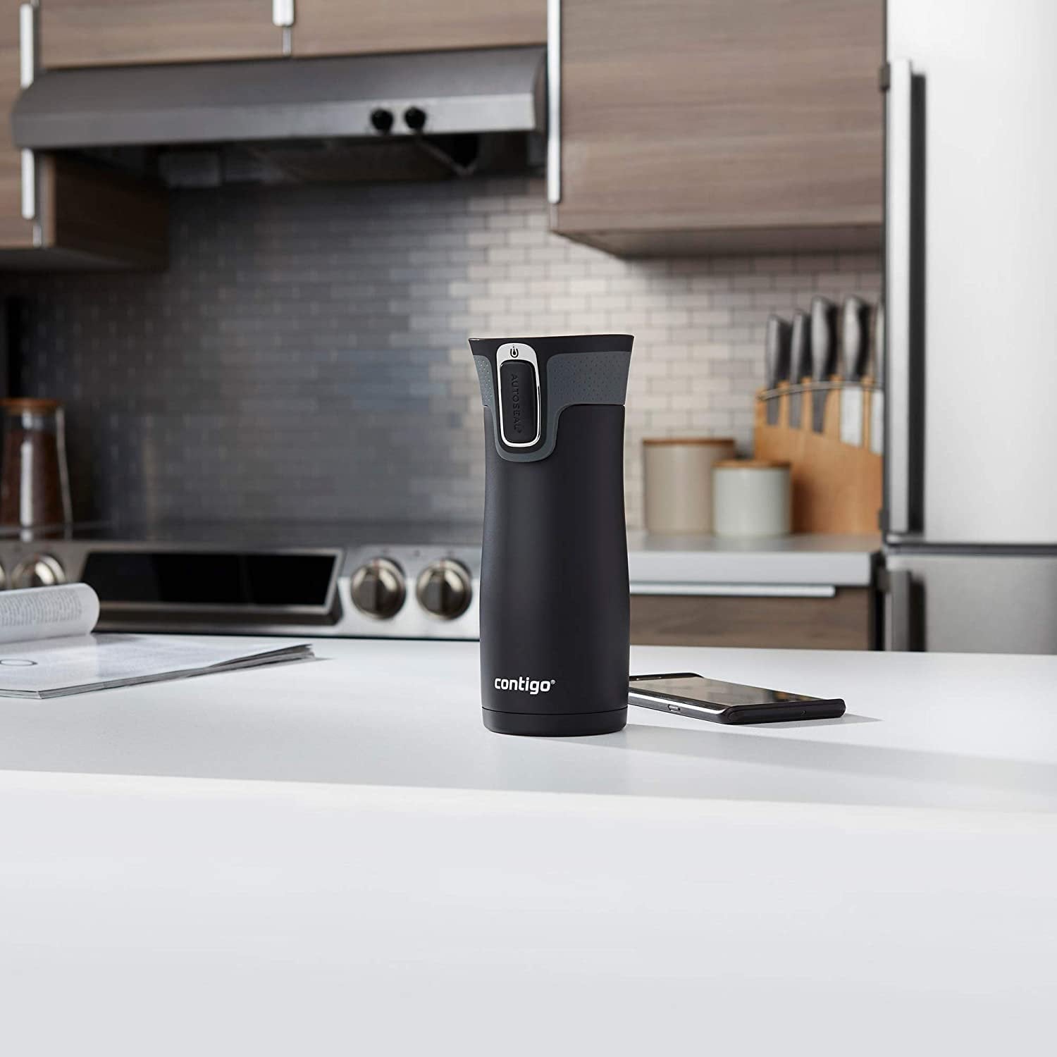Contigo AUTOSEAL West Loop 2.0 Travel Mug, 16 oz., Stainless Steel with Black Button C098H