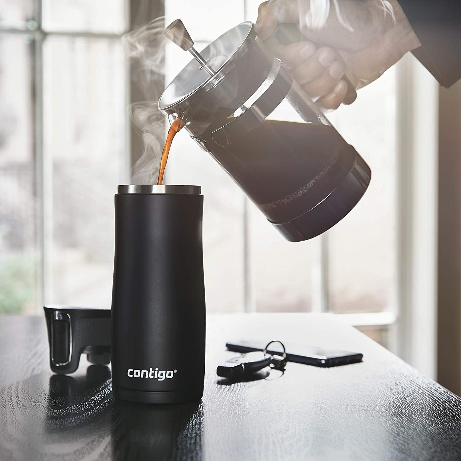 Contigo AUTOSEAL West Loop 2.0 Travel Mug, 16 oz., Stainless Steel with Black Button C098H