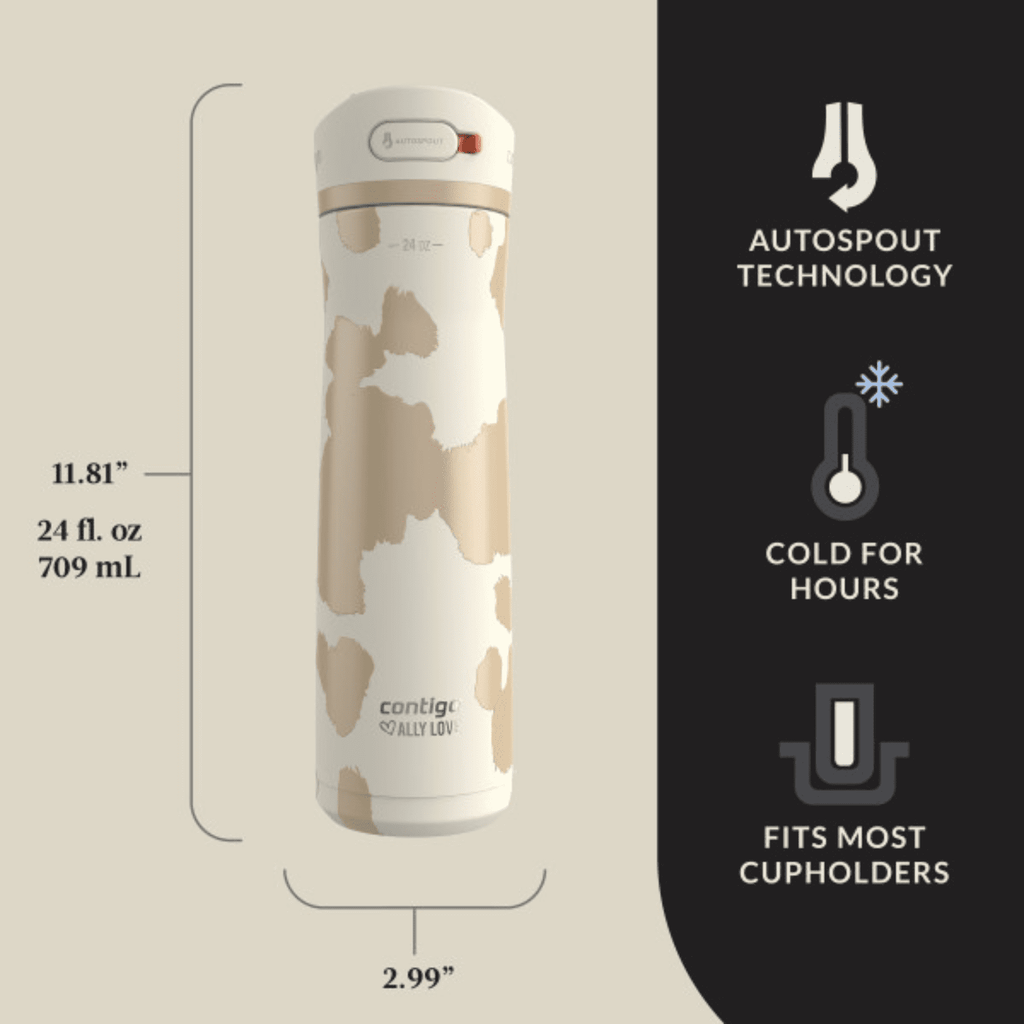 Contigo x Ally Love Ashland Chill 2.0 Stainless Steel Water Bottle with Autospout Lid, 24 oz, Oatmilk C092Y