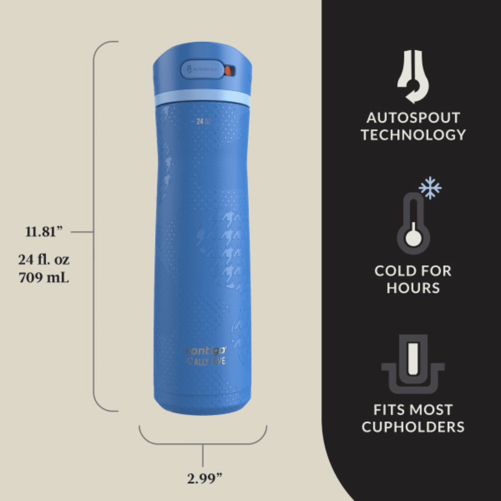 Contigo x Ally Love Ashland Chill 2.0 Stainless Steel Water Bottle with Autospout Lid, 24 oz, Oatmilk C092Y