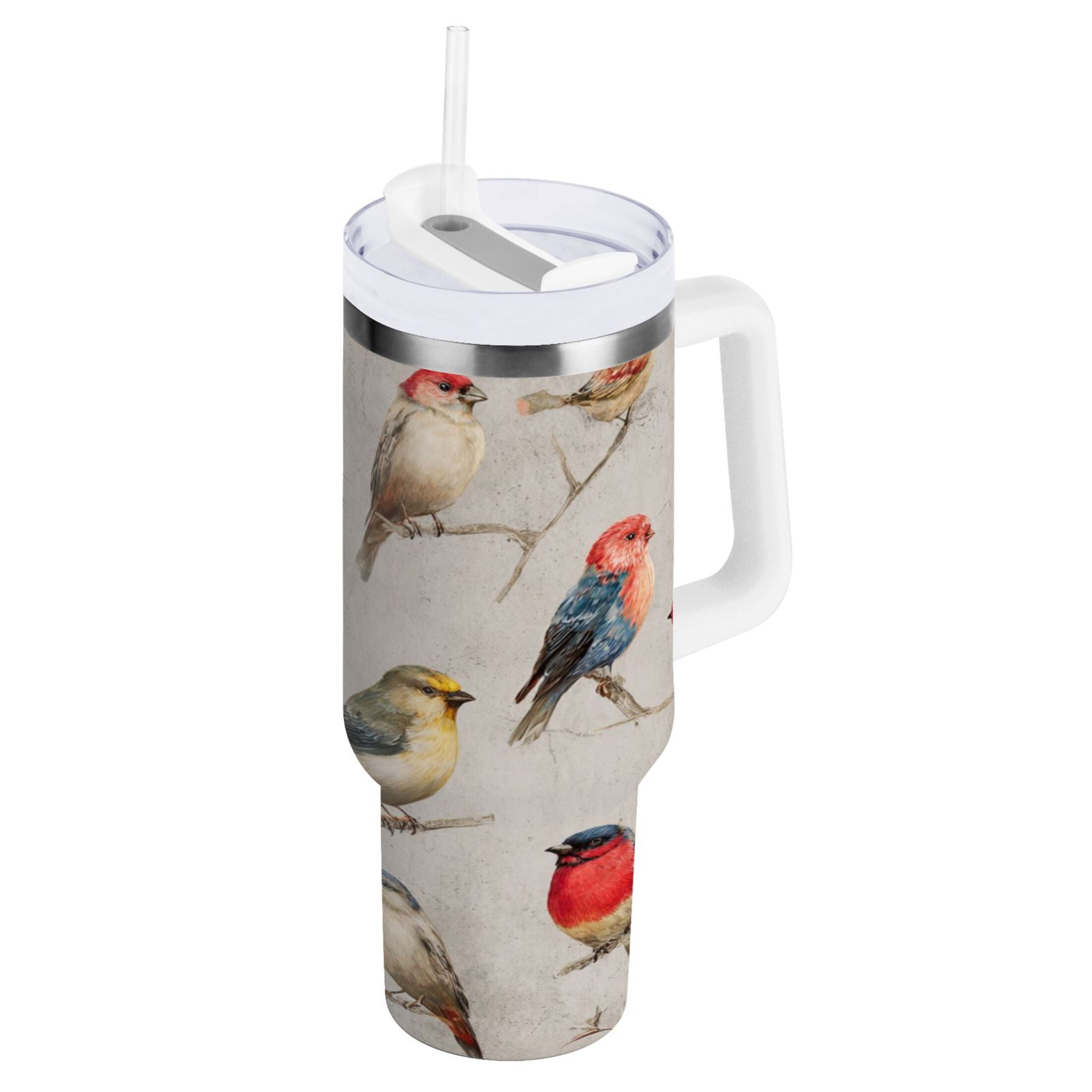 40 oz Insulated Stainless Steel Tumbler Double Wall Stainless Steel Tumbler with 2-Way Drinking Birds Pattern C612B