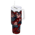 40 oz Insulated Stainless Steel Tumbler Double Wall Stainless Steel Tumbler with 2-Way Drinking Butterfly with National Flag C517S