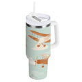40 oz Insulated Stainless Steel Tumbler Double Wall Stainless Steel Tumbler with 2-Way Drinking Cute Airplanes C647S