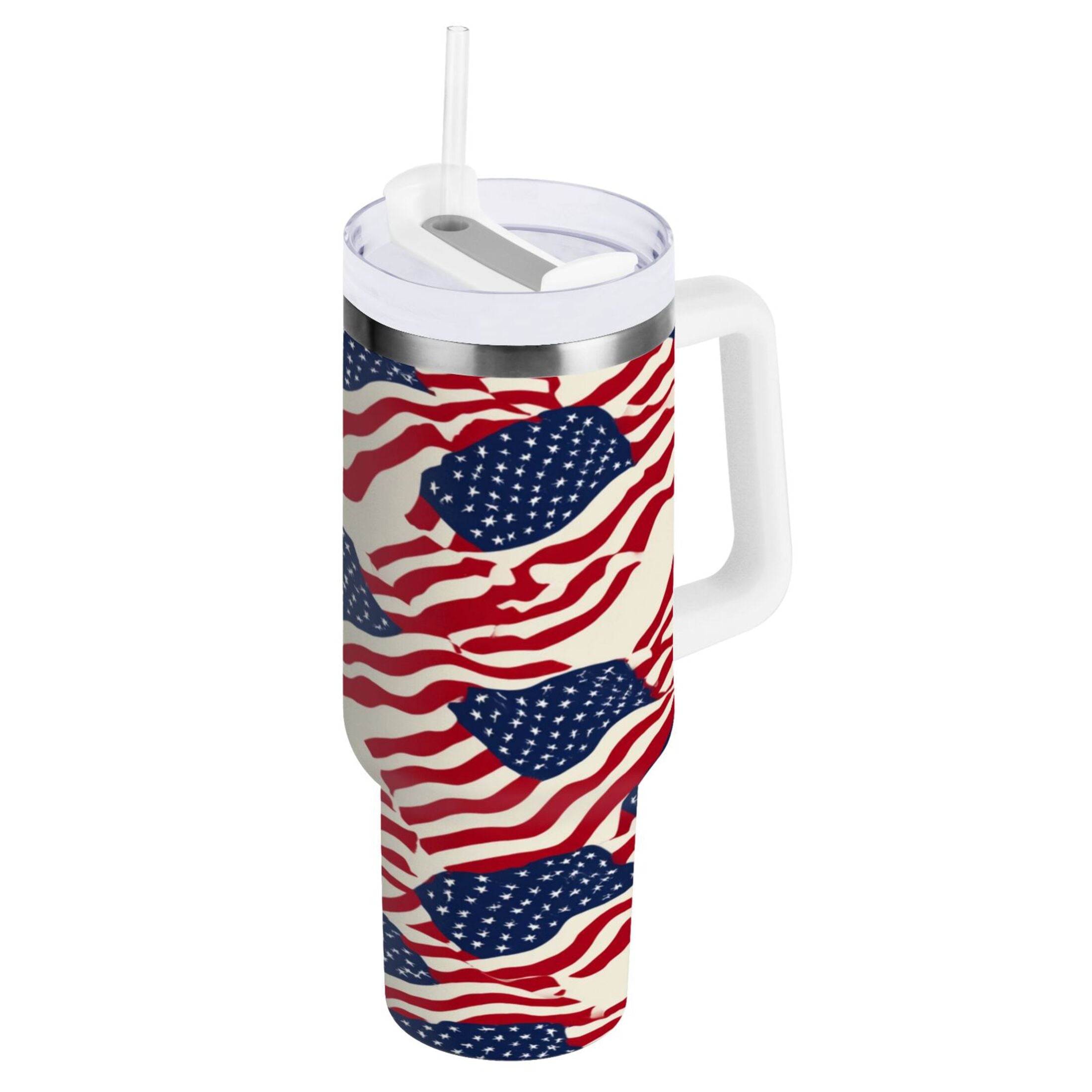 40 oz Insulated Stainless Steel Tumbler Double Wall Stainless Steel Tumbler with 2-Way Drinking Flags Abstract Design C607G