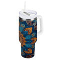 40 oz Insulated Stainless Steel Tumbler Double Wall Stainless Steel Tumbler with 2-Way Drinking Intricate Geometric Shapes C518E