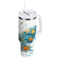 40 oz Insulated Stainless Steel Tumbler Double Wall Stainless Steel Tumbler with 2-Way Drinking Intricately Butterfly C484J