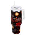40 oz Insulated Stainless Steel Tumbler Double Wall Stainless Steel Tumbler with 2-Way Drinking Light Bulbs and Maple Leaves C534Y