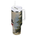 40 oz Insulated Stainless Steel Tumbler Double Wall Stainless Steel Tumbler with 2-Way Drinking Moody Snowman Couple C671U