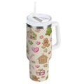 40 oz Insulated Stainless Steel Tumbler Double Wall Stainless Steel Tumbler with 2-Way Drinking Pink Cute Christmas Pattern C564U