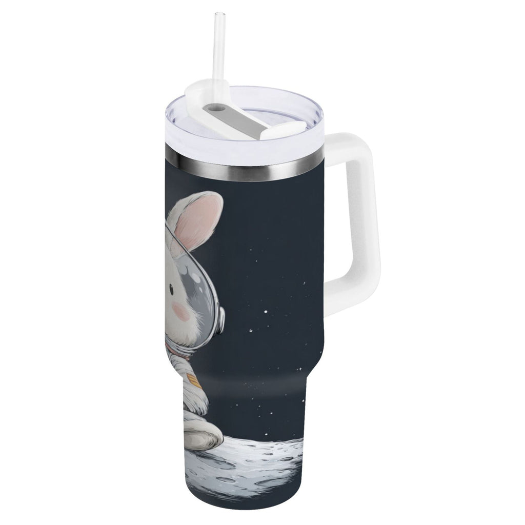 40 oz Insulated Stainless Steel Tumbler Double Wall Stainless Steel Tumbler with 2-Way Drinking Rabbit in A Space C673B
