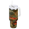 40 oz Insulated Stainless Steel Tumbler Double Wall Stainless Steel Tumbler with 2-Way Drinking Red Mushrooms C505L