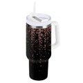 40 oz Insulated Stainless Steel Tumbler Double Wall Stainless Steel Tumbler with 2-Way Drinking Rose Gold Glitter C589Q