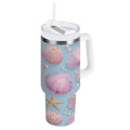 40 oz Insulated Stainless Steel Tumbler Double Wall Stainless Steel Tumbler with 2-Way Drinking Seashells and Pearls Pattern C569X