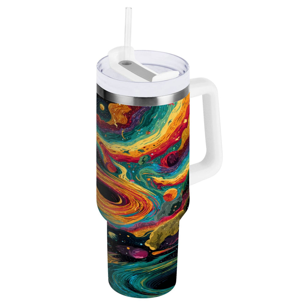 40 oz Insulated Stainless Steel Tumbler Double Wall Stainless Steel Tumbler with 2-Way Drinking Swirling Galaxy C496N