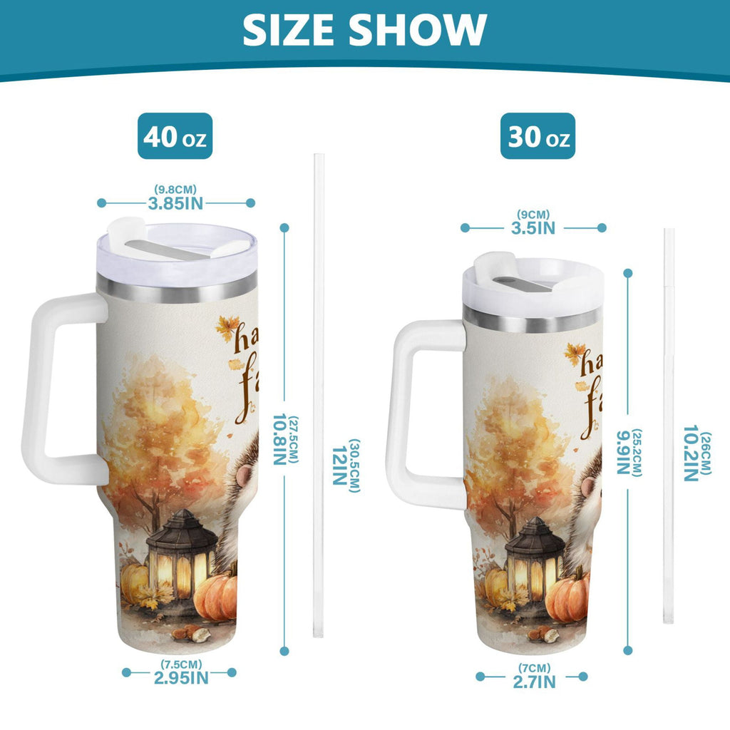 30 oz Insulated Stainless Steel Tumbler Double Wall Stainless Steel Tumbler with 2-Way Drinking Cute Little Hedgehog C625Z