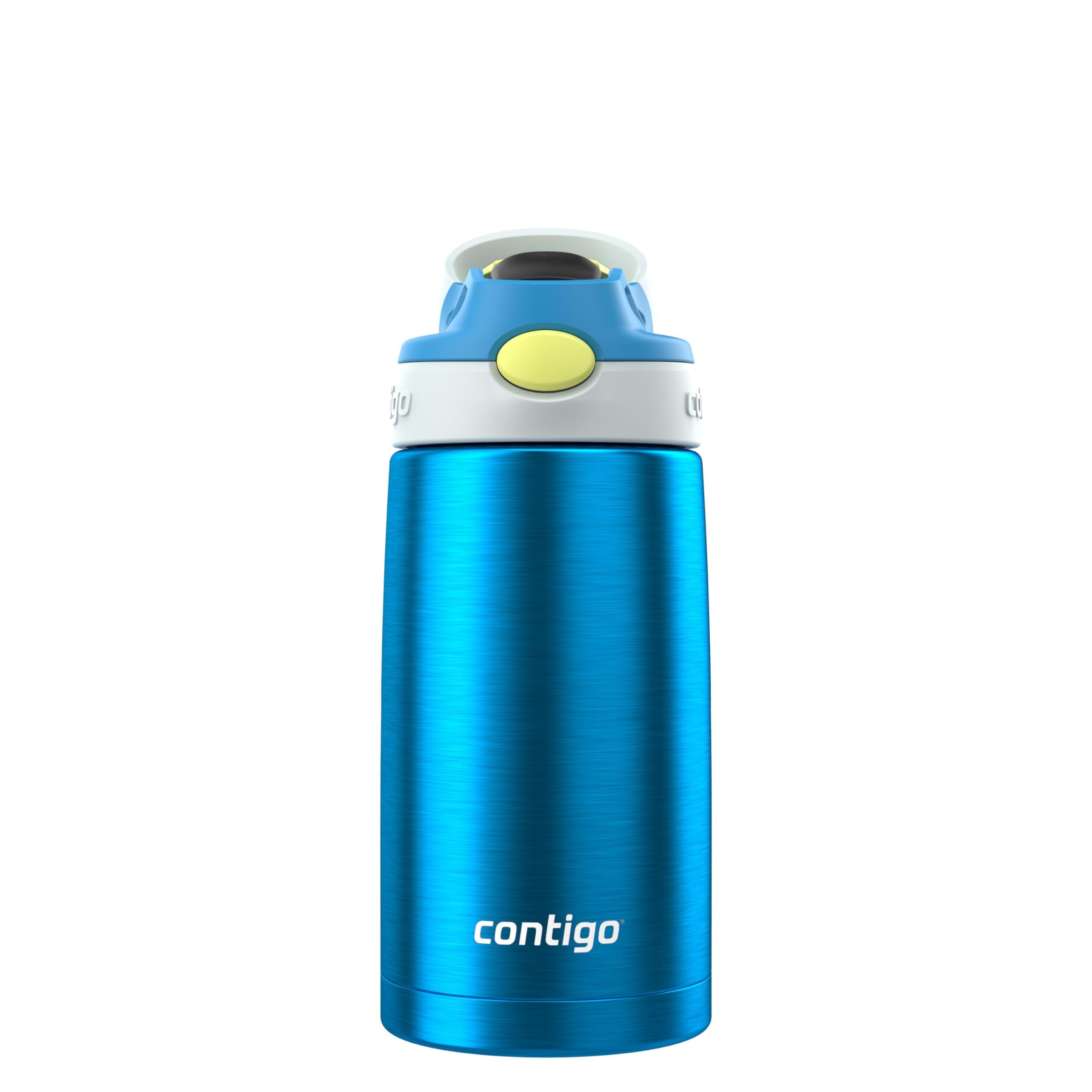Kids Water Bottle with Straw 13 oz Autospout, Easy Clean Lid, Pop Up Spill Proof Valve, Durable BPA Free Plastic, for School Sports Travel, Blue C060J