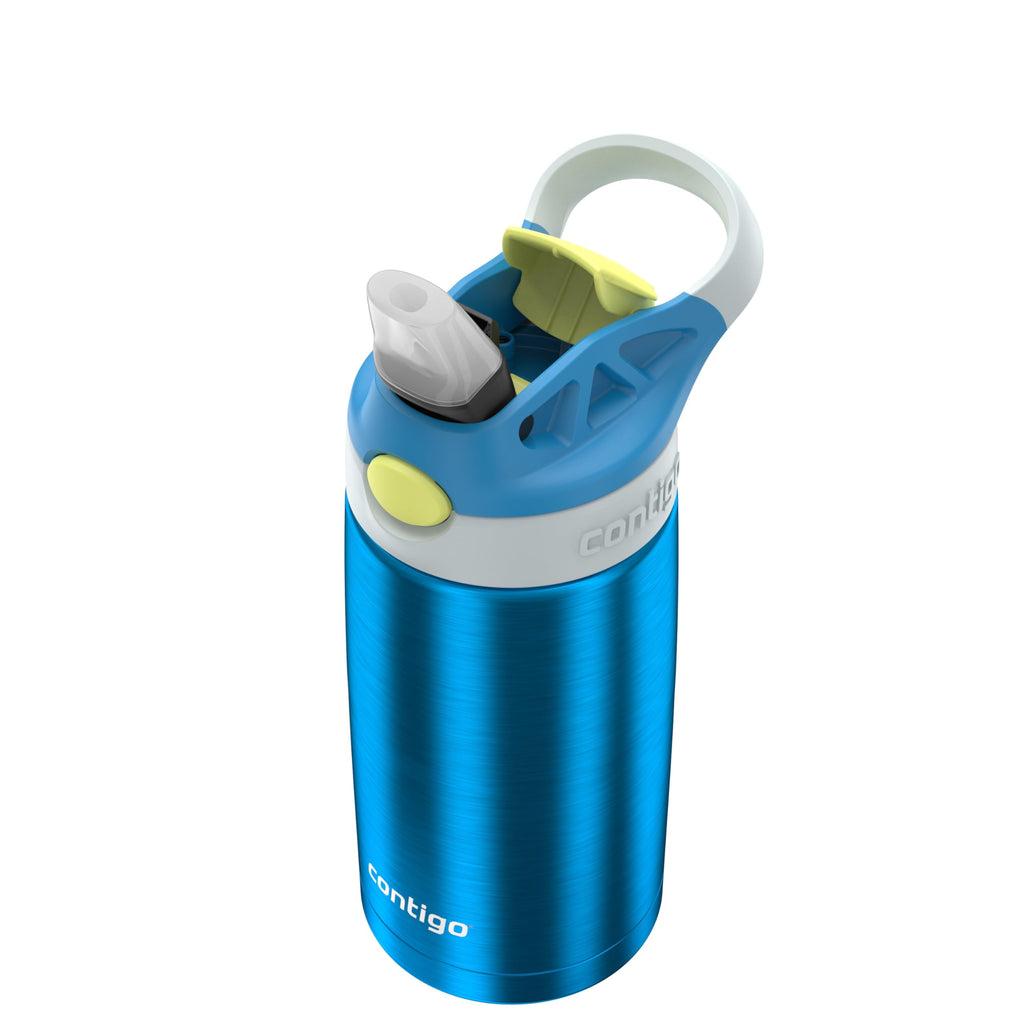 Kids Water Bottle with Straw 13 oz Autospout, Easy Clean Lid, Pop Up Spill Proof Valve, Durable BPA Free Plastic, for School Sports Travel, Blue C060J