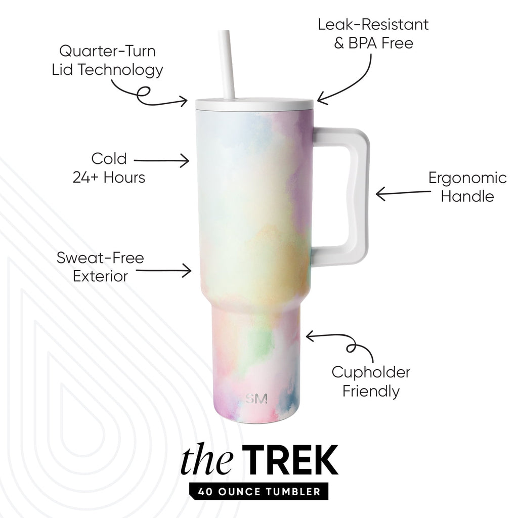 Simple Modern 40 fl oz Insulated Stainless Steel Trek Tumbler with Straw Lid | Blush C392R