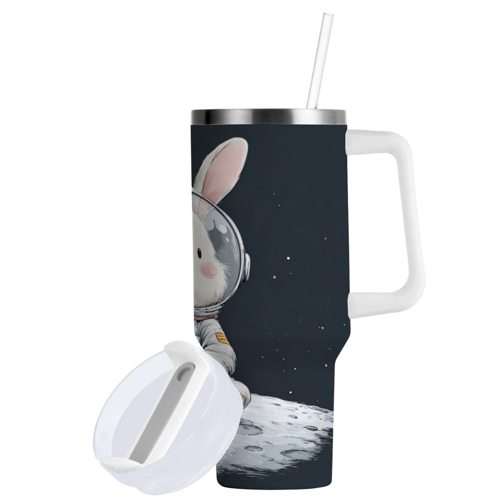 40 oz Insulated Stainless Steel Tumbler Double Wall Stainless Steel Tumbler with 2-Way Drinking Rabbit in A Space C673B