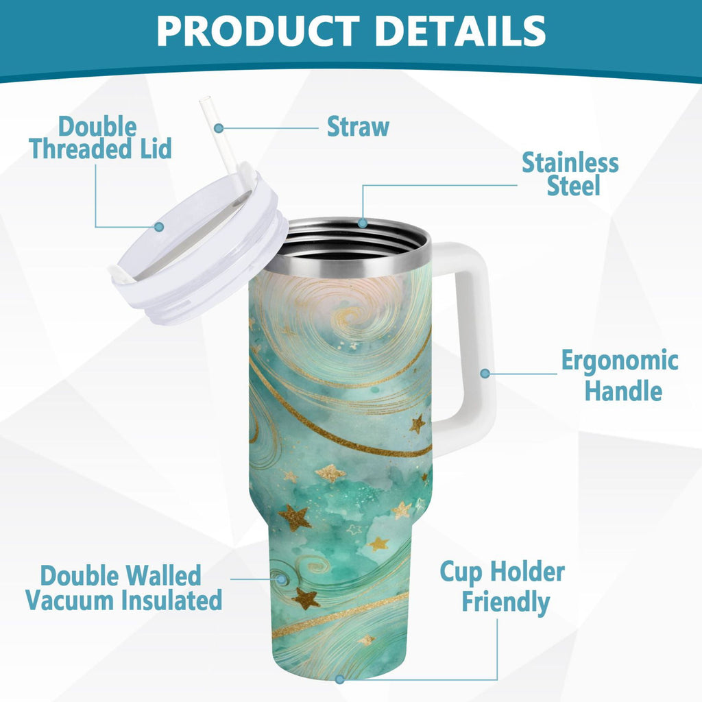 30 oz Insulated Stainless Steel Tumbler Double Wall Stainless Steel Tumbler with 2-Way Drinking Beautiful Swirling Lines C509N