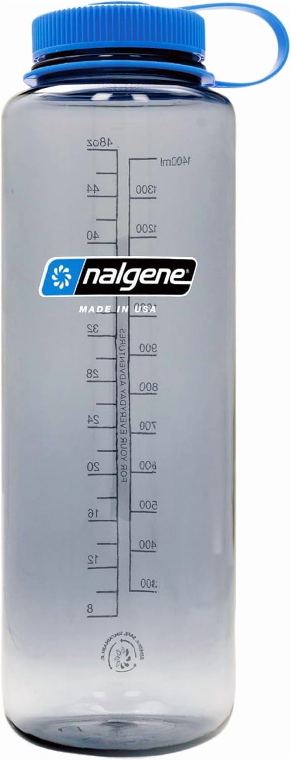 Nalgene Sustain Tritan BPA-Free Water Made with Material Derived from 50% Plastic Waste (using ISCC certified mass balance), 48 OZ, Wide Mouth, Cerulean C149G