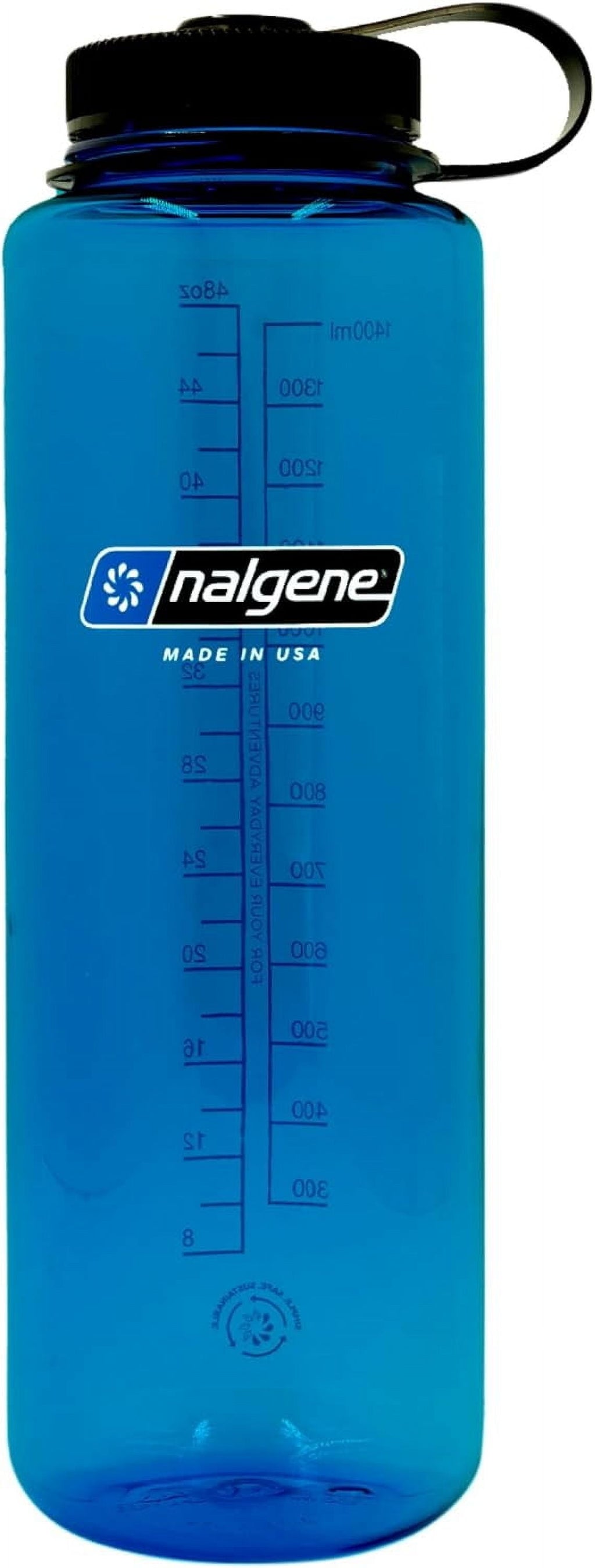 Nalgene Sustain Tritan BPA-Free Water Made with Material Derived from 50% Plastic Waste (using ISCC certified mass balance), 48 OZ, Wide Mouth, Cerulean C149G