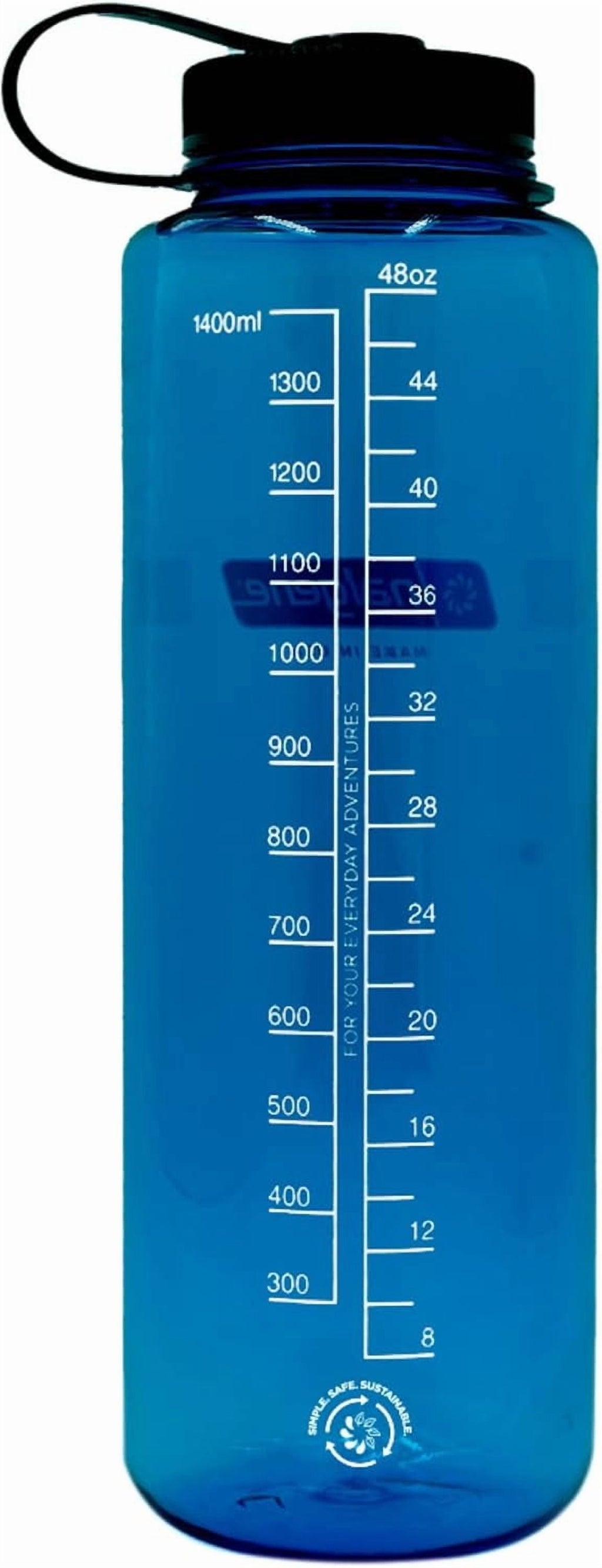 Nalgene Sustain Tritan BPA-Free Water Made with Material Derived from 50% Plastic Waste (using ISCC certified mass balance), 48 OZ, Wide Mouth, Cerulean C149G