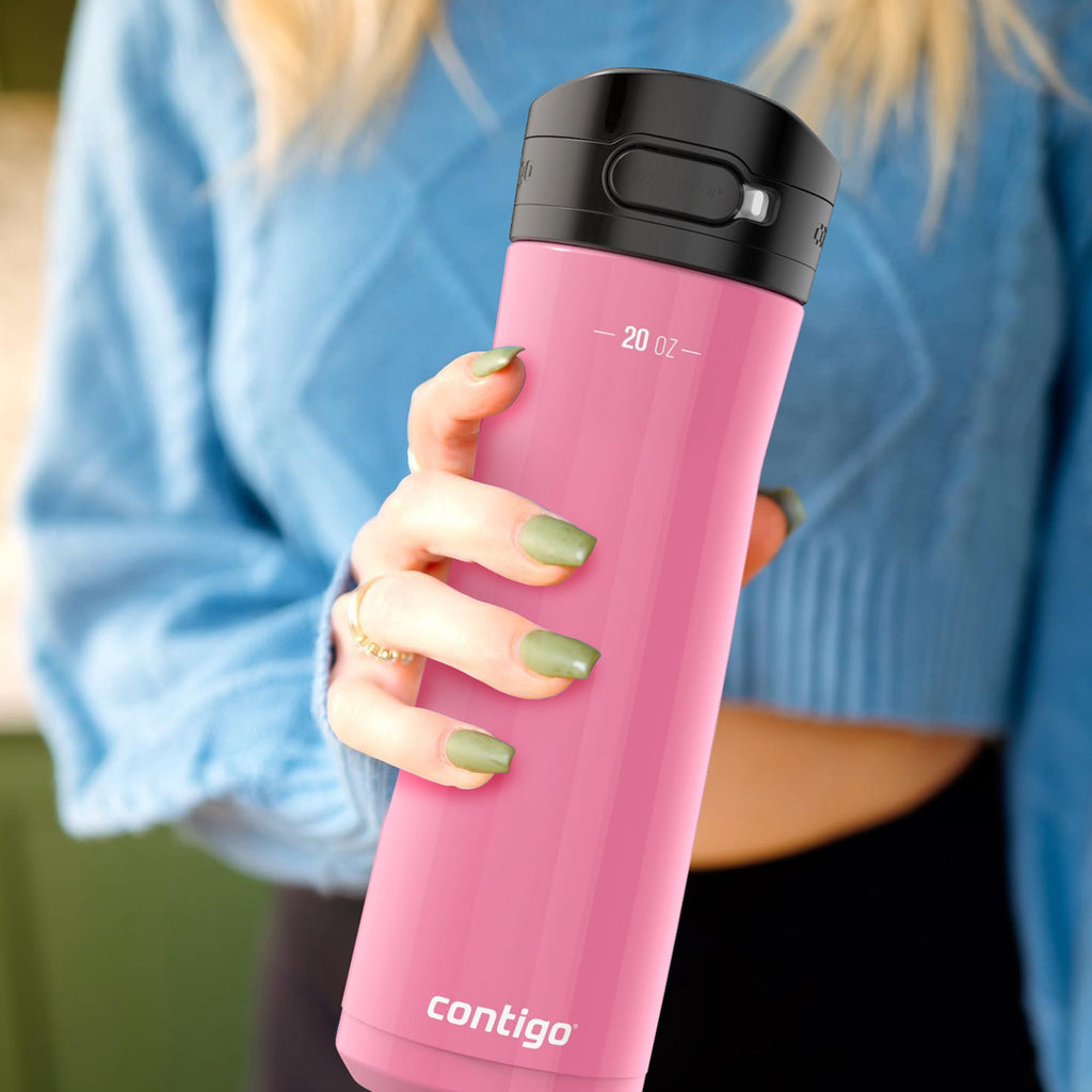 Contigo Jackson Chill 2.0 Stainless Steel Water Bottle with AUTOPOP Lid, 20 Ounces, Azalea C085K