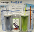 Contigo Shake &amp; Go Plastic Tumblers - Set of 3 (Green Navy &amp; Clear) C108R