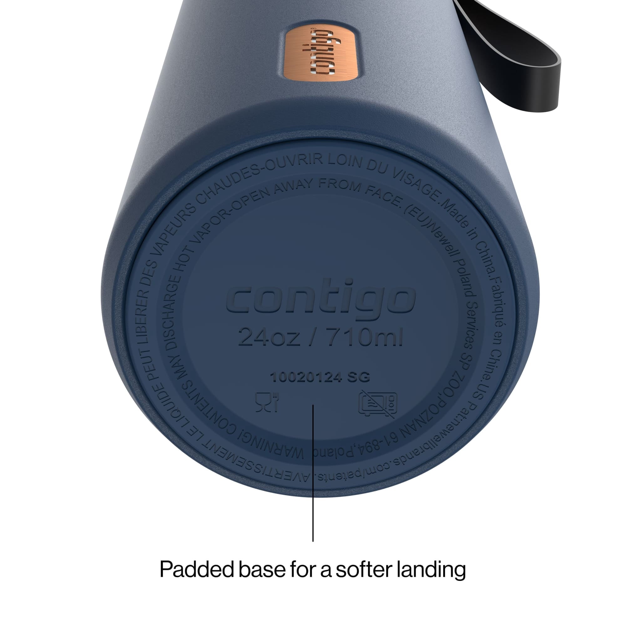 Contigo AutoSeal Leakproof Stainless Steel Reusable Water Bottle Tumbler with Carrying Strap, Cream/Champagne, 24 oz C019J