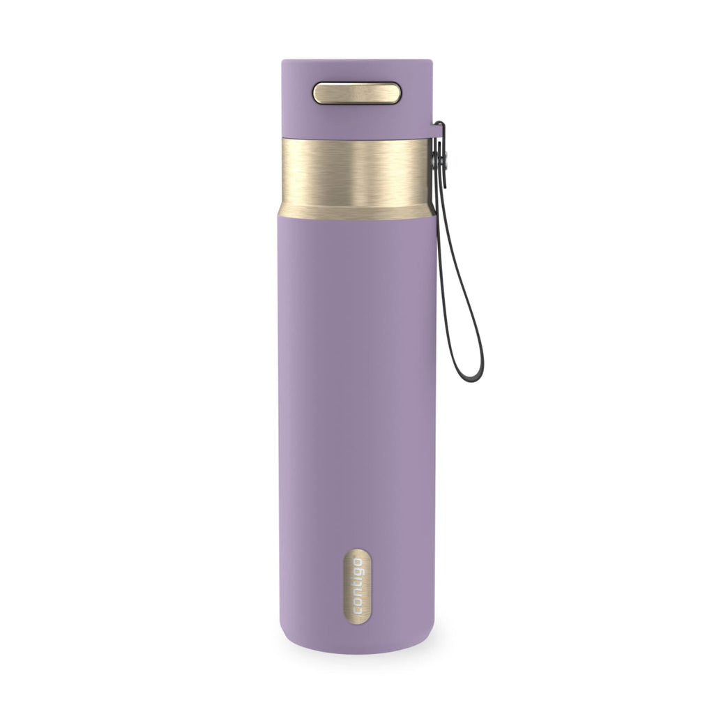 Contigo AutoSeal Leakproof Stainless Steel Reusable Water Bottle Tumbler with Carrying Strap, Cream/Champagne, 24 oz C019J