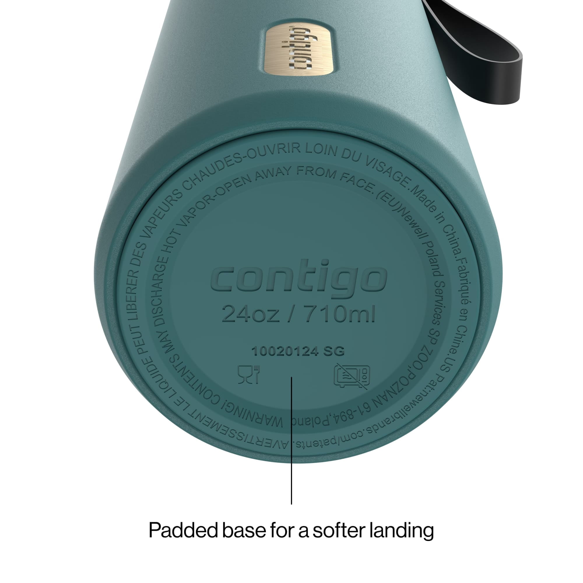 Contigo AutoSeal Leakproof Stainless Steel Reusable Water Bottle Tumbler with Carrying Strap, Cream/Champagne, 24 oz C019J