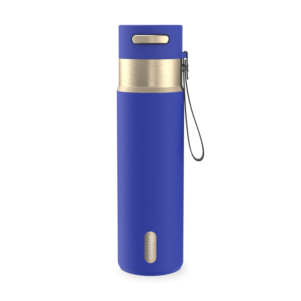 Contigo AutoSeal Leakproof Stainless Steel Reusable Water Bottle Tumbler with Carrying Strap, Cream/Champagne, 24 oz C019J