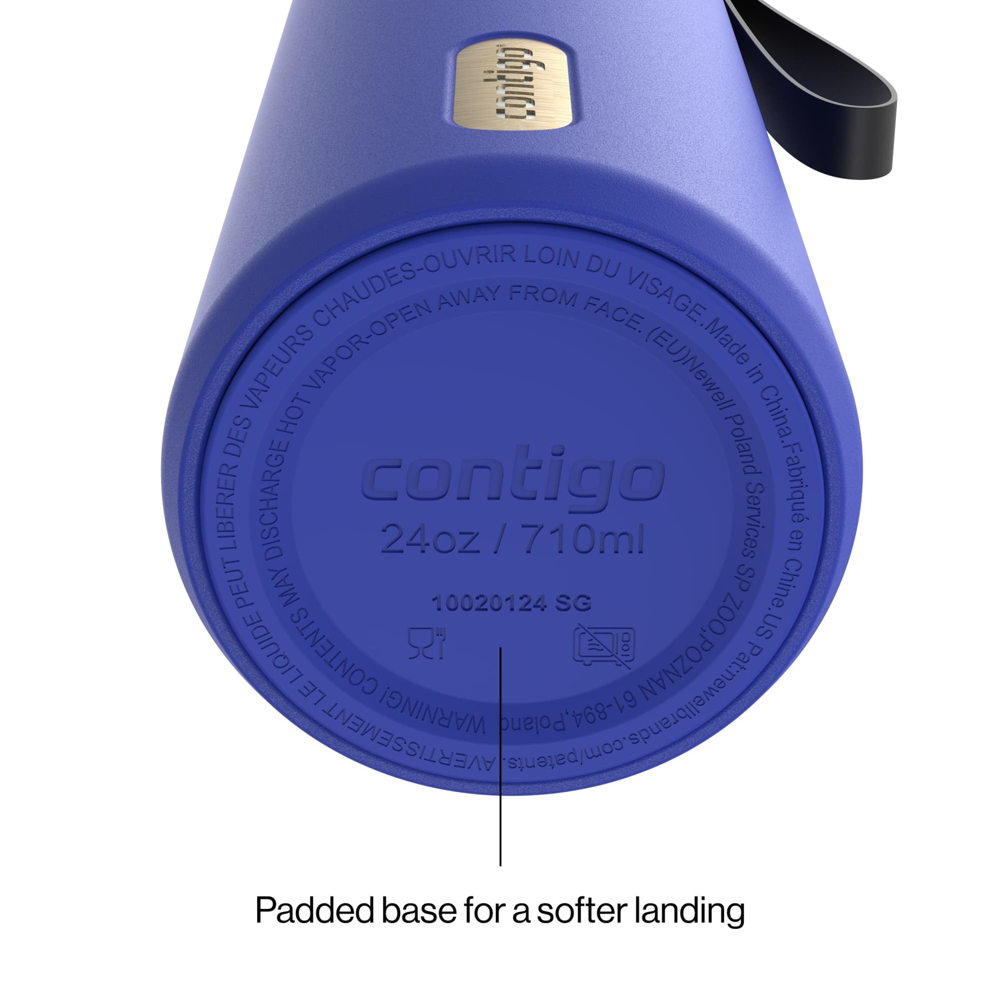 Contigo AutoSeal Leakproof Stainless Steel Reusable Water Bottle Tumbler with Carrying Strap, Cream/Champagne, 24 oz C019J