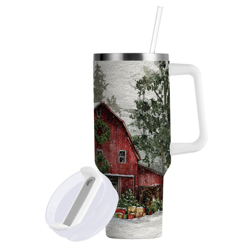 30 oz Insulated Stainless Steel Tumbler Double Wall Stainless Steel Tumbler with 2-Way Drinking Old Red Barn C592S
